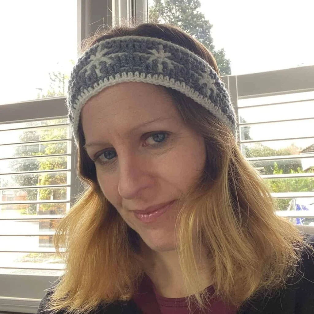 Gemma of Concrete Gems wearing Snowflake Headband