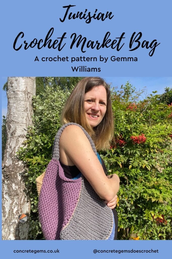 Pin image of the Tunisian Crochet market bag