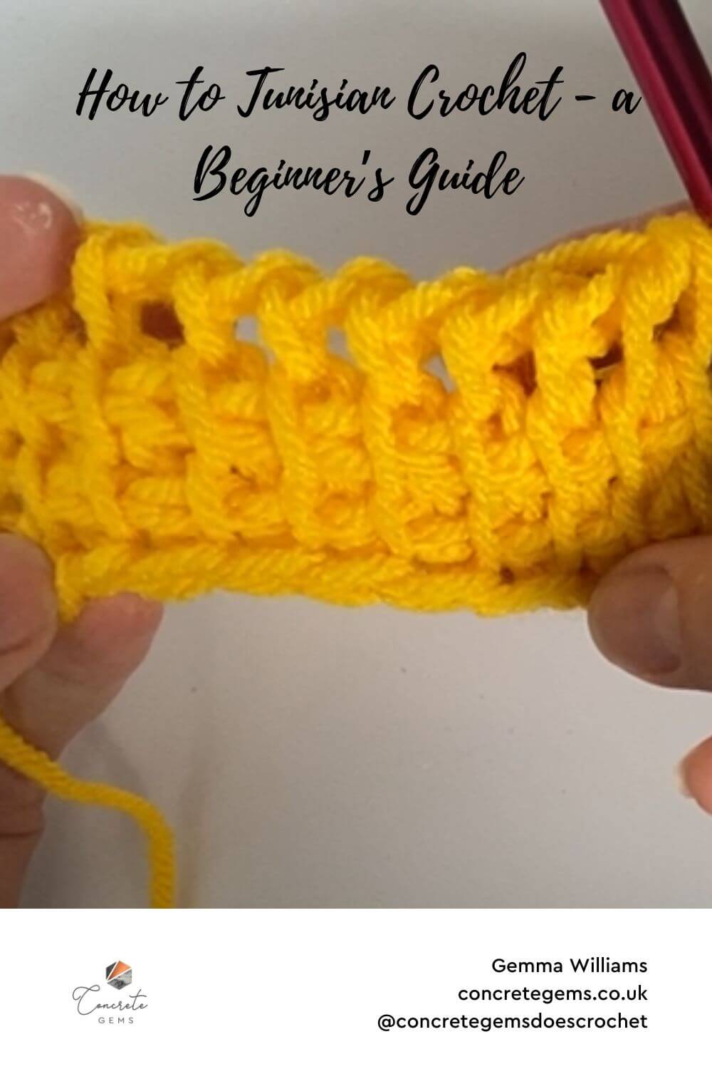 How to Tunisian Crochet - a beginner's guide Pinterest pin with image of Tunisian Simple Stitch