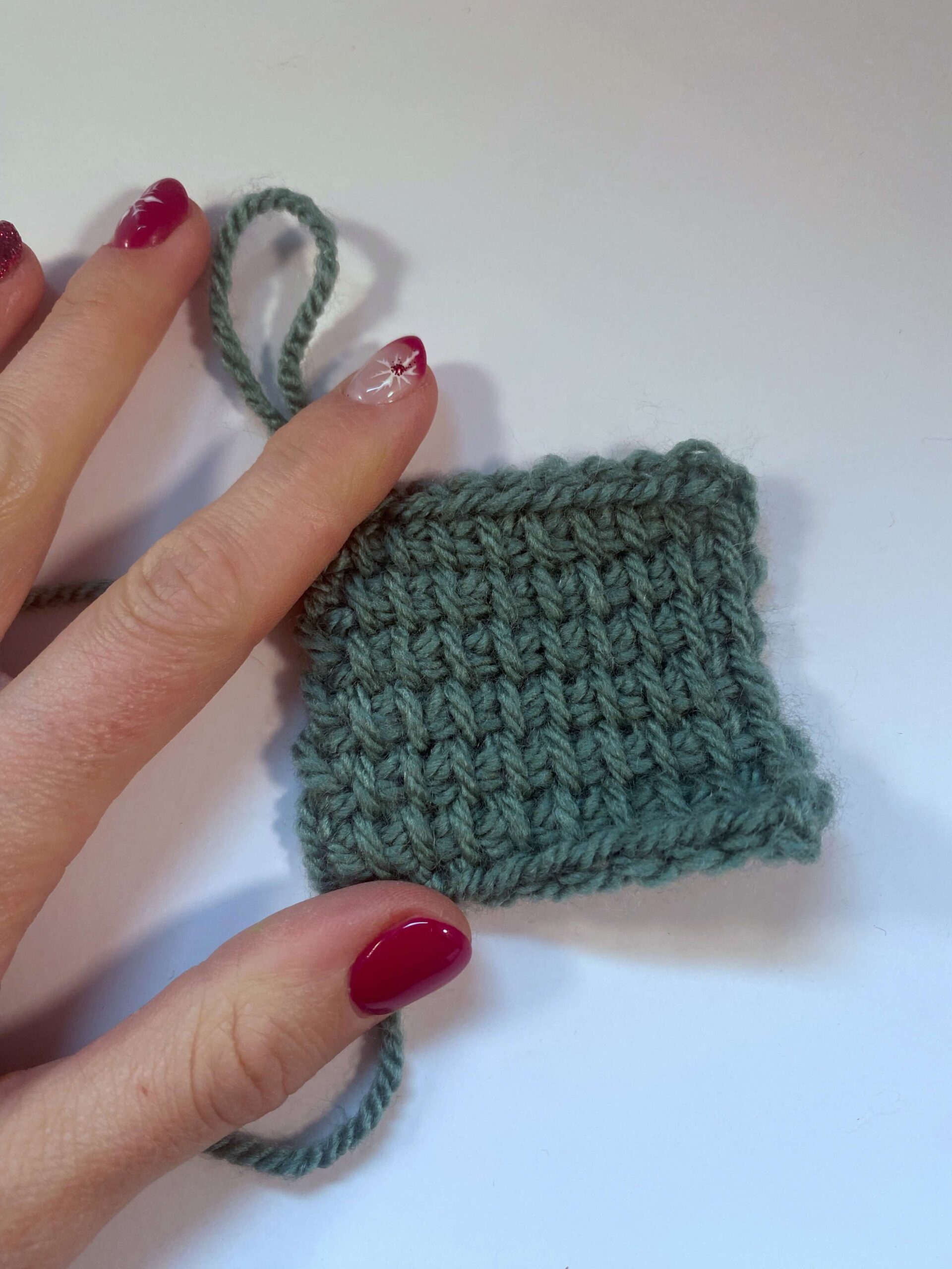 A completed square of Tunisian Simple Stitch