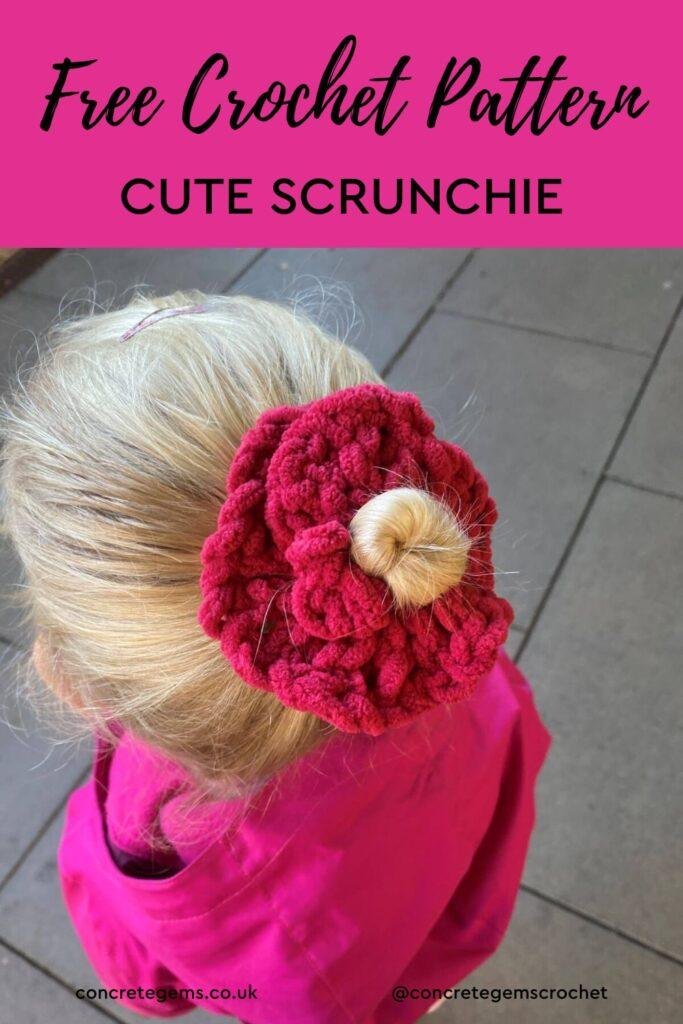 Free crochet pattern cute scrunchie pin image