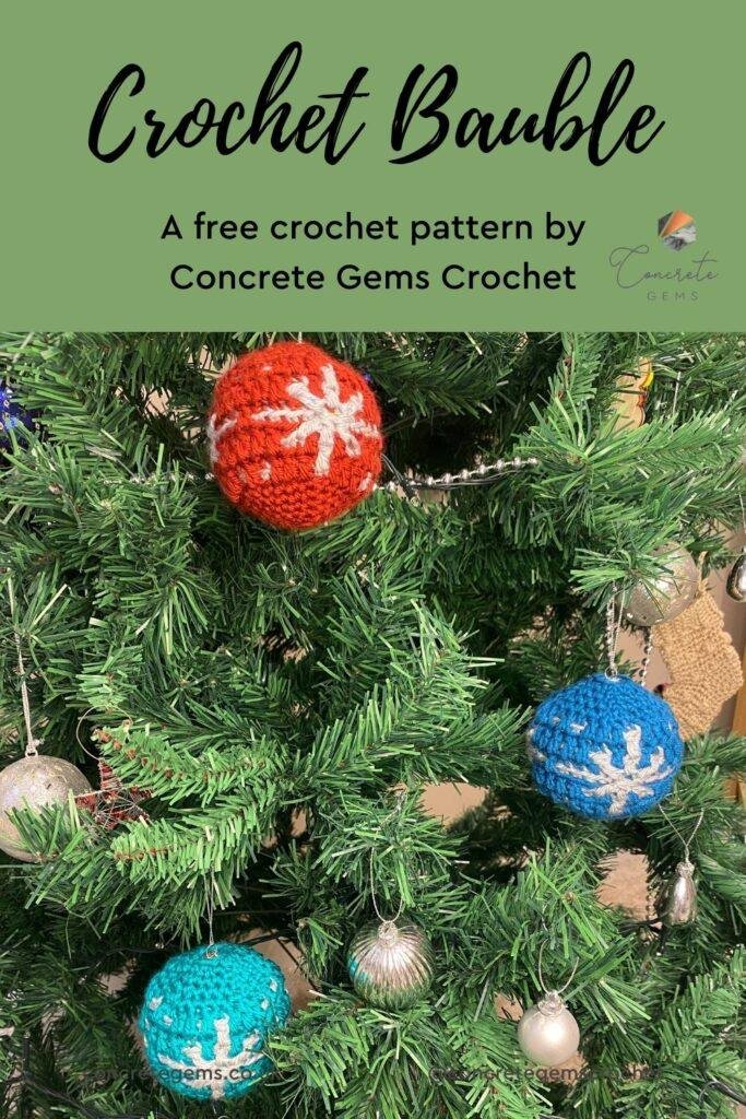 A Christmas tree featuring crochet decorations with snowflakes on them