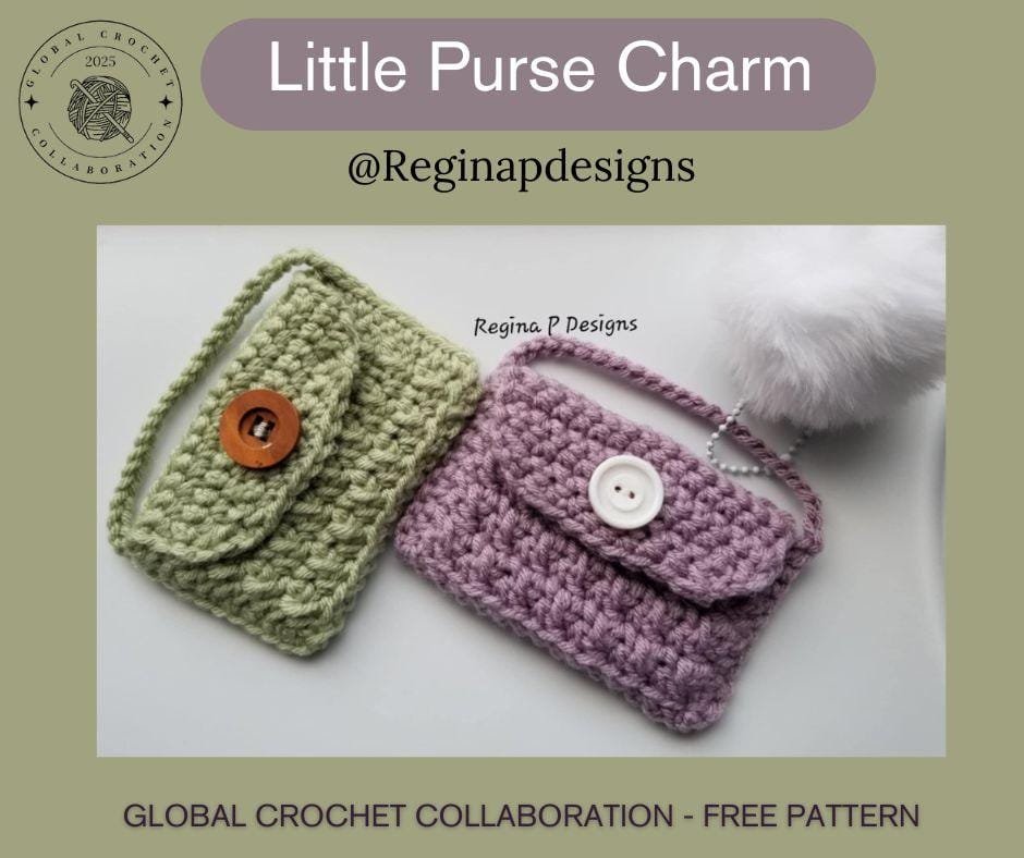 2 small crochet purses in green and purple