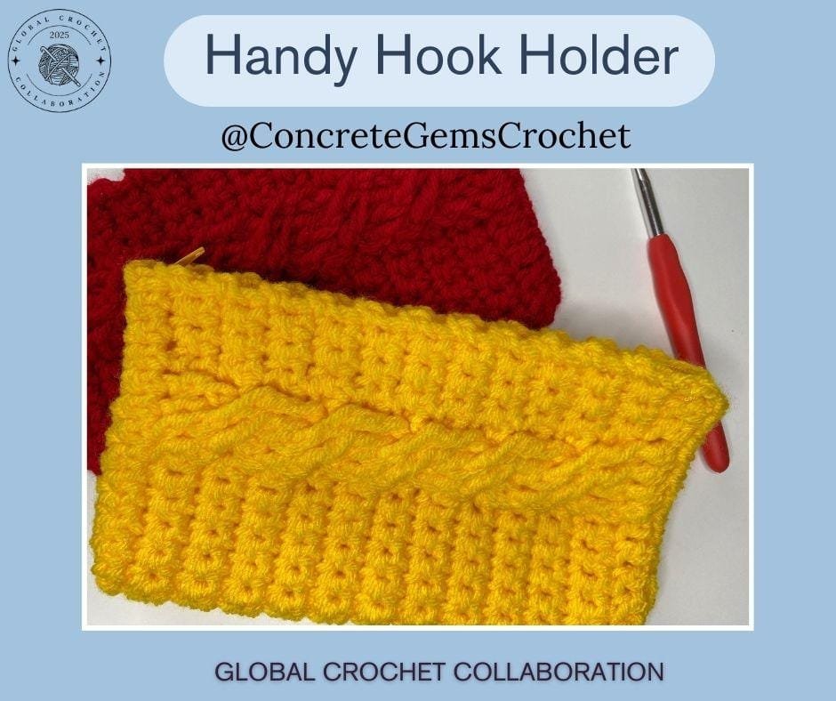 a yellow crochet hook pouch 