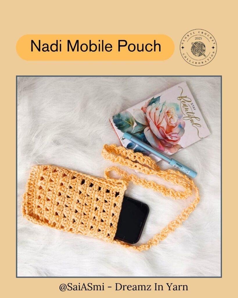 Nadi Mobile Pouch in peach crochet
