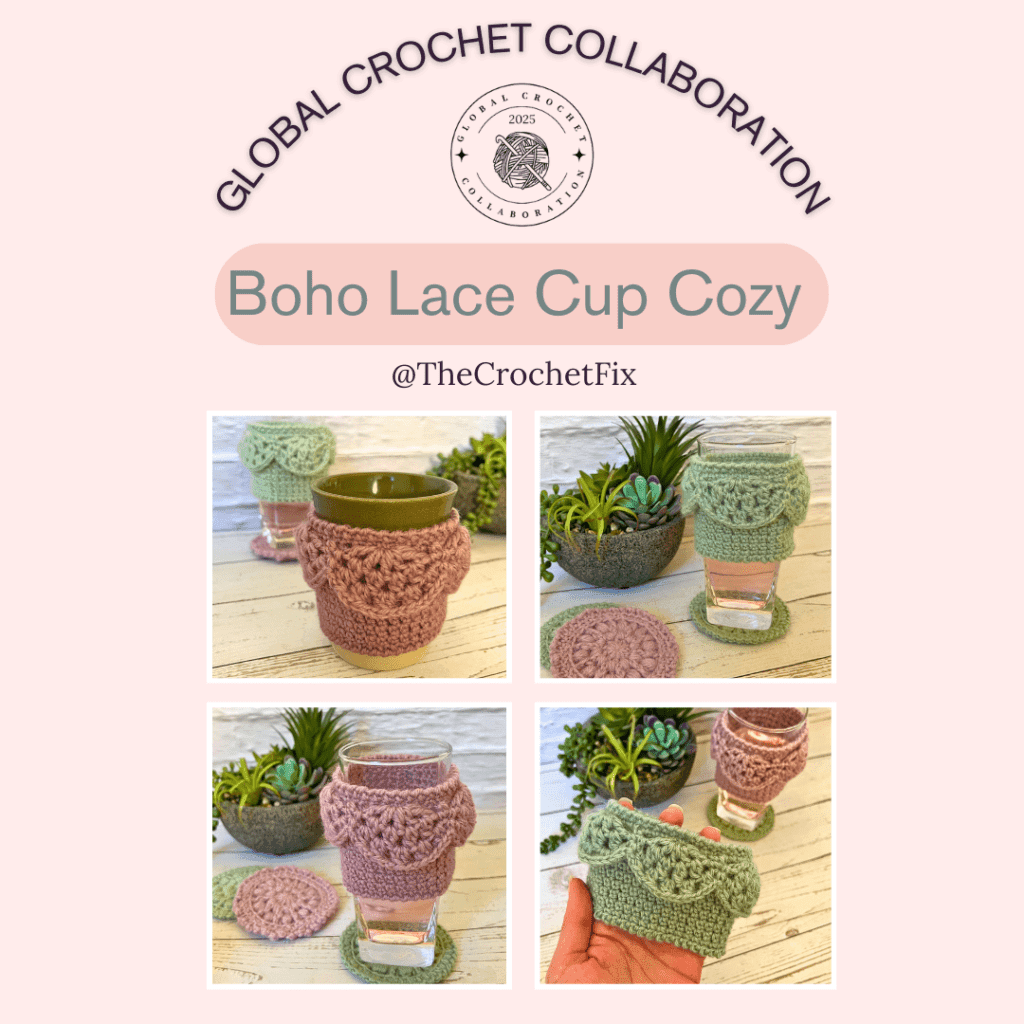 boho lace cup cozy by the crochet fix
