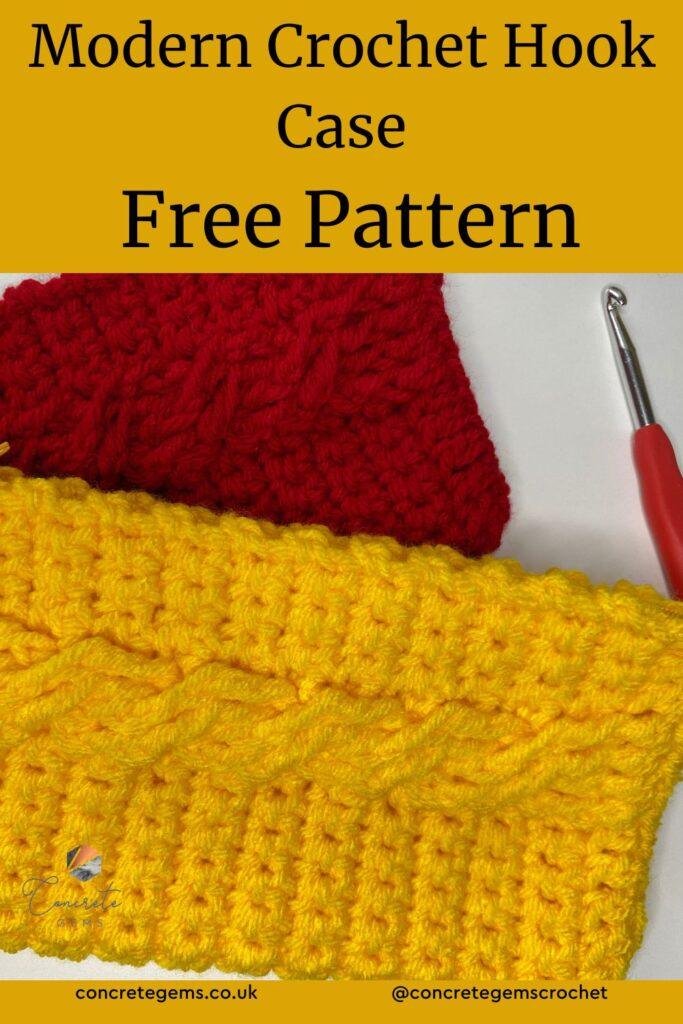 A pin image of a modern crochet hook case free pattern