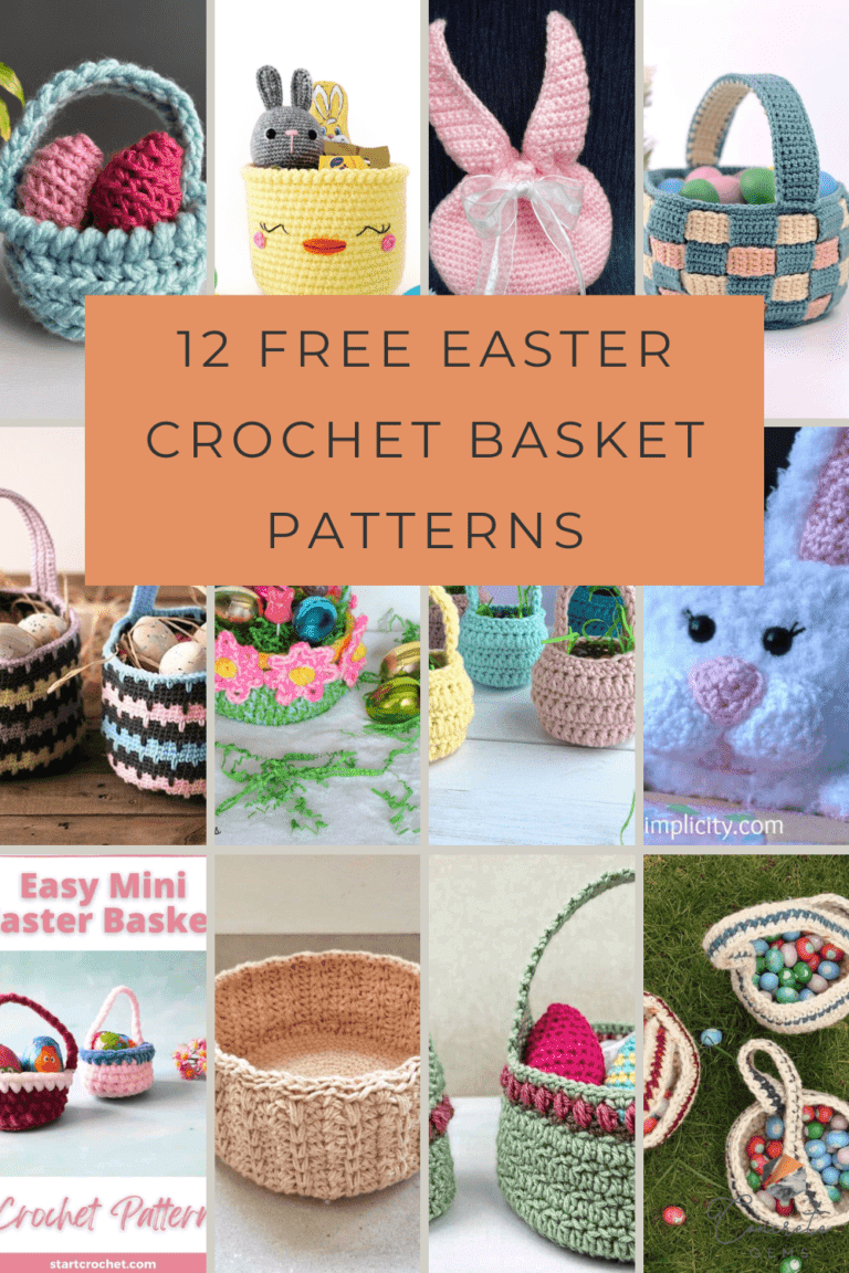 A collection of 12 crochet Easter Basket patterns