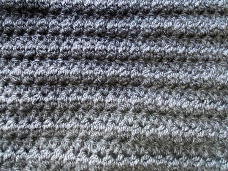 A completed sample of crochet pique stitch