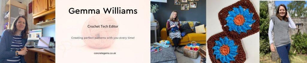 A banner advertising a crochet tech editor