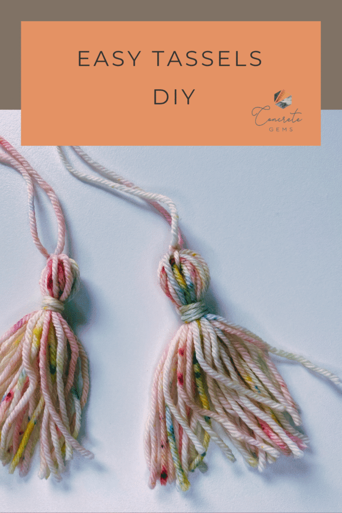 Bright crochet tassels with the words easy tassels DIY