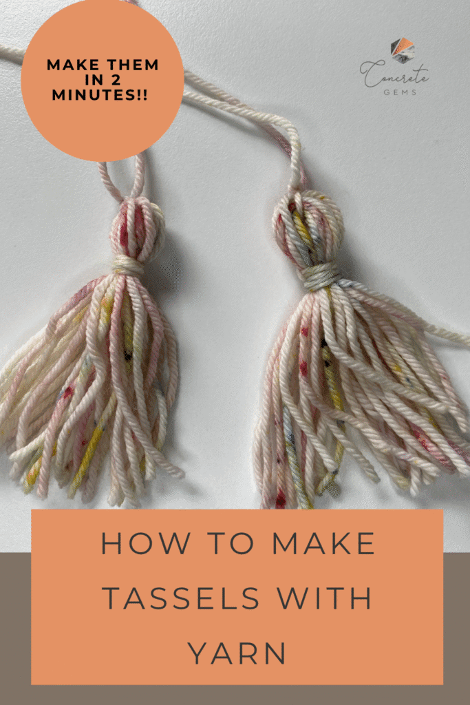 A picture of 2 tassels and the words how to make tassels with yarn