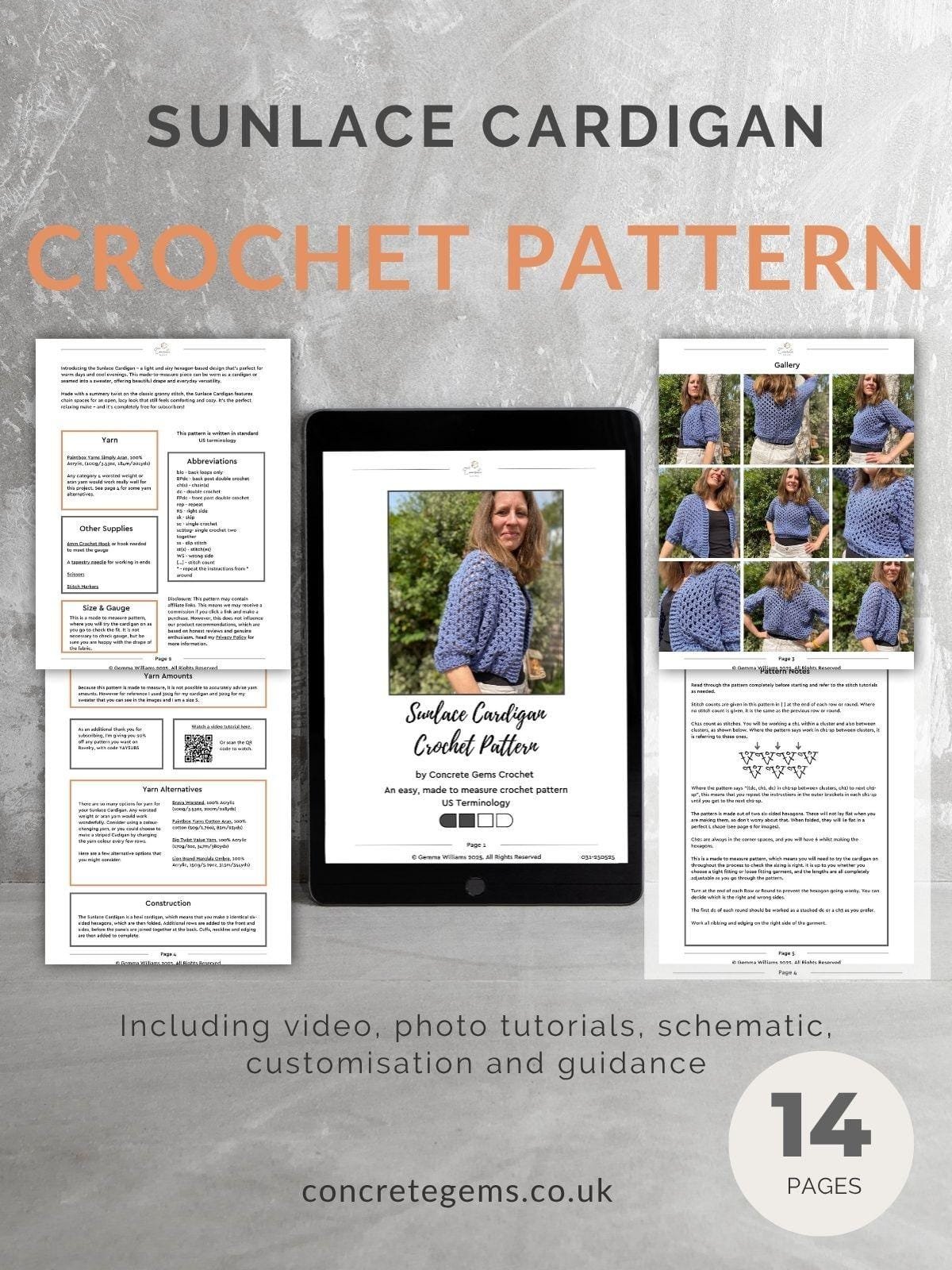 A mock up showing the sunlace cardigan pdf pattern