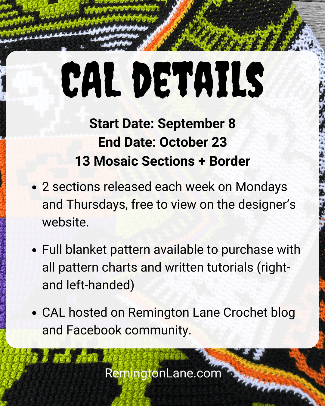 Details about the Halloween Blanket CAL.
