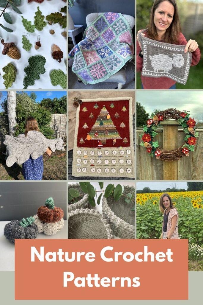 9 crochet patterns inspired by nature to help people relax with the heading Nature Crochet Patterns below.