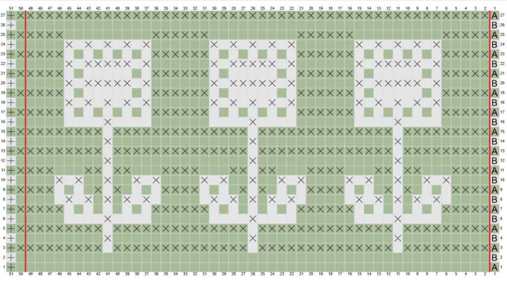 A mosaic crochet chart of 3 sunflowers